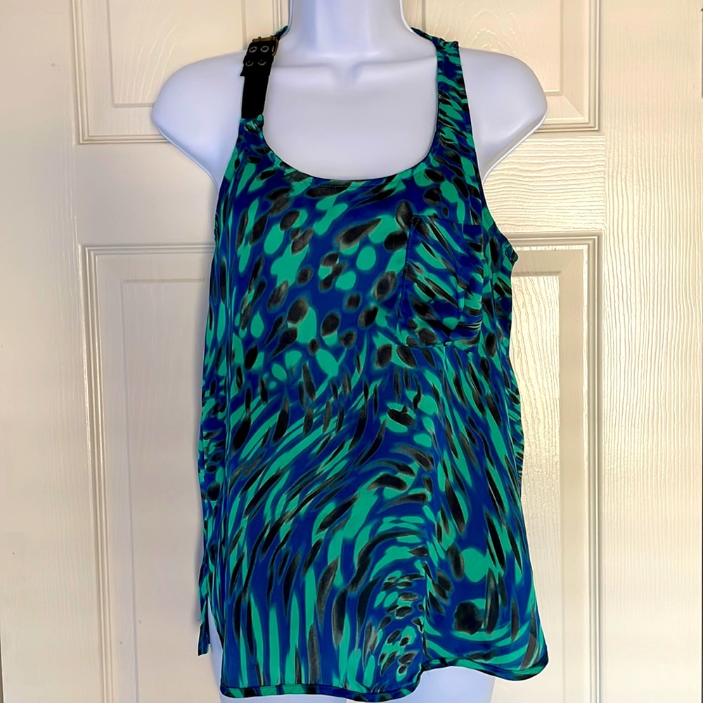 COLLECTIVE CONCEPTS Hypnotic Sleeveless Blouse l Size: S l Black/Green/Blue